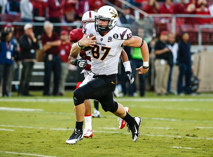 2013StanfordASU-033.JPG - Sept.21, 2013; Stanford, CA, USA; Arizona State Sun Devils tight end Chris Coyle (87) catches a 45 yard touchdown pass in game against the Stanford Cardinal at  Stanford Stadium. Stanford defeated Arizona State 42-28.