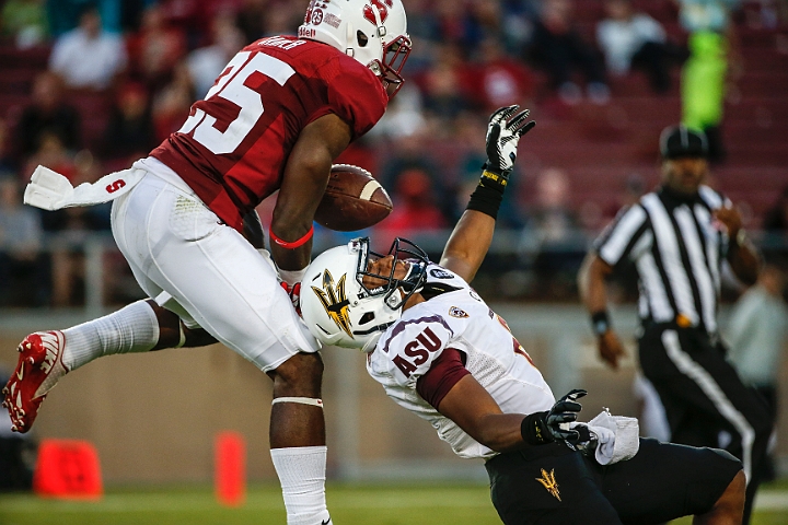 2013StanfordASU-038.JPG - Sept.21, 2013; Stanford, CA, USA; Stanford Cardinal cornerback Alex Carter (25) breaks up pass to wide receiver Cameron Smith during game against the Arizona State Sun Devils at  Stanford Stadium. Stanford defeated Arizona State 42-28.