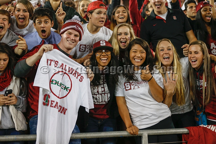 2013-Stanford-Oregon-028.JPG - Nov. 7, 2013; Stanford, CA, USA; Stanford Cardinal fans react during game against the Oregon Ducks at Stanford Stadium. Stanford defeated Oregon 26-20.