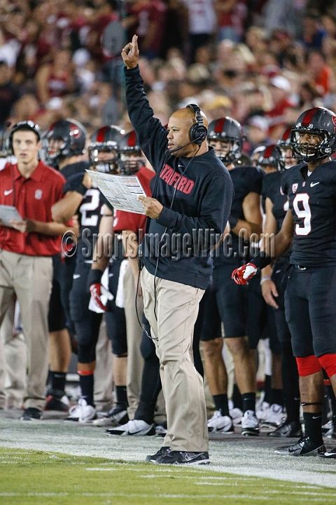 2013Stanford-Wash-054.JPG - Oct. 5, 2013; Stanford, CA, USA; Stanford Cardinal head coach David Shaw at game against the Washington Huskies at  Stanford Stadium. Stanford defeated Washington 31-28.