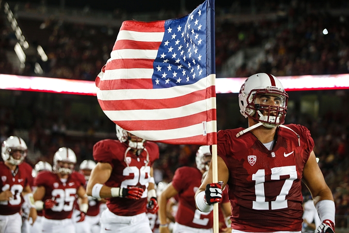 130907-Stanford-SanJose-031.JPG - Sept.7, 2013; Stanford, CA, USA; Stanford Cardinal linebacker A.J. Tarpley takes the field prior to game against the San Jose State Spartans at  Stanford Stadium. Stanford defeated San Jose State 34-13.