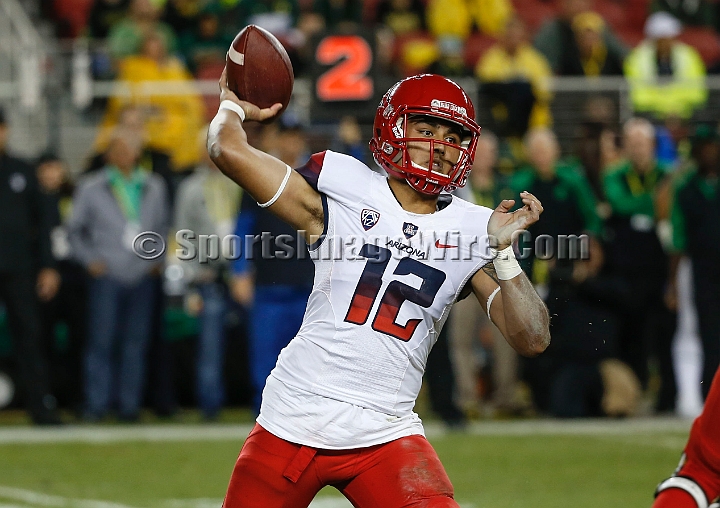 2014P12FB-019.JPG - Dec 5, 2014; Santa Clara, CA, USA; Arizona Wildcats against the Oregon Ducks before the Pac-12 Championship game at Levi's Stadium. Dec 5, 2014; Santa Clara, CA, USA; Oregon Ducks against the Arizona Wildcats before the Pac-12 Championship game at Levi's Stadium. 