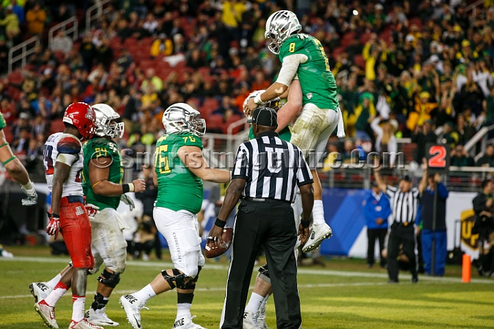 2014P12FB-035.JPG - Dec 5, 2014; Santa Clara, CA, USA; Arizona Wildcats against the Oregon Ducks before the Pac-12 Championship game at Levi's Stadium. Dec 5, 2014; Santa Clara, CA, USA; Oregon Ducks against the Arizona Wildcats before the Pac-12 Championship game at Levi's Stadium. 