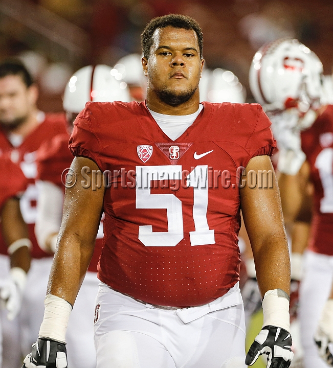 2015StanWash-014.JPG - Oct 24, 2015; Stanford, CA, USA; Stanford Cardinal offensive guard Joshua Garnett (51) prior to game against the Washington Huskies at  Stanford Stadium. 