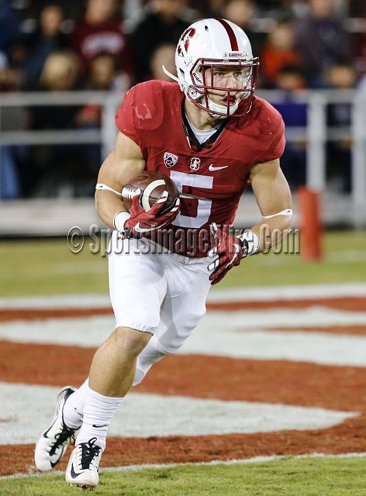 2015StanWash-029.JPG - Oct 24, 2015; Stanford, CA, USA; Stanford Cardinal running back Christian McCaffrey (5) returns the opening kick off 38 yards against the Washington Huskies at Stanford Stadium. Stanford beat Washington 31-14.