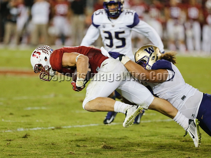 2015StanWash-056.JPG - Oct 24, 2015; Stanford, CA, USA; Stanford Cardinal running back Christian McCaffrey (5) runs for 6 yards in the third quarter against the Washington Huskies at Stanford Stadium. Stanford beat Washington 31-14.