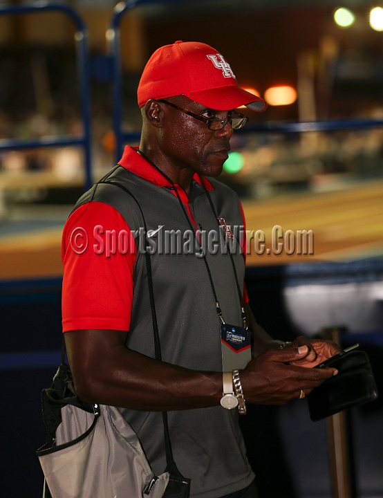2016NCAAIndoorsSat-0131.JPG - Carl Lewis, former Olympian and world champion in track and field, during the NCAA Indoor Track & Field Championships Saturday, March 12, 2016, in his home town of Birmingham, Ala. (Spencer Allen/IOS via AP Images)
