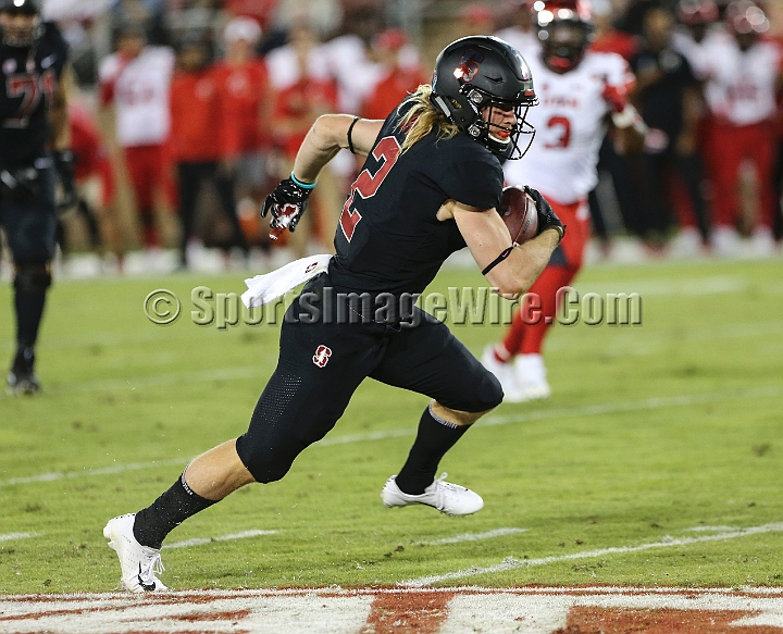 20181006StanfordUtah-018.JPG - Oct. 6, 2018; Stanford, CA.; Stanford wide receiver Trenton Irwin (2) catches a 22-yard pass during an NCAA football game between the Stanford Cardinal and the Utah Utes at Stanford Stadium. Utah defeated Stanford 40-21. 