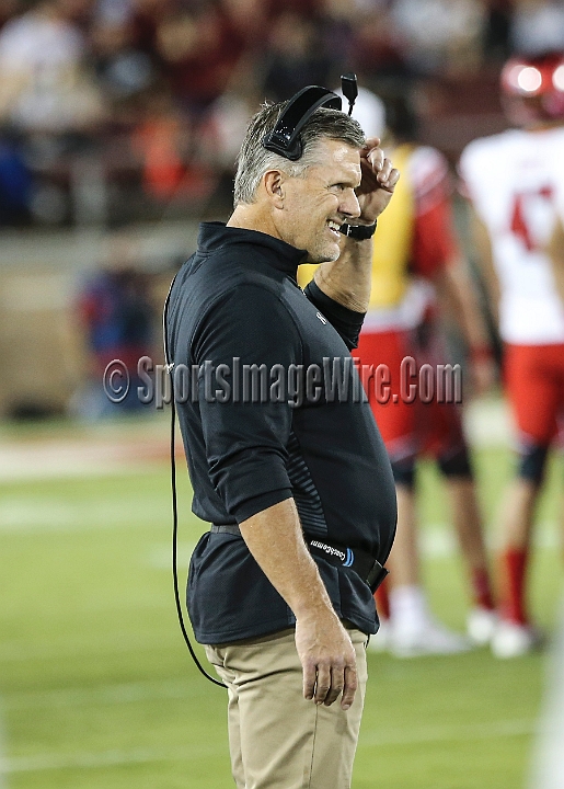 20181006StanfordUtah-021.JPG - Oct. 6, 2018; Stanford, CA.; Utah head coach Kyle Whittingham during an NCAA football game between the Stanford Cardinal and the Utah Utes at Stanford Stadium. Utah defeated Stanford 40-21. 